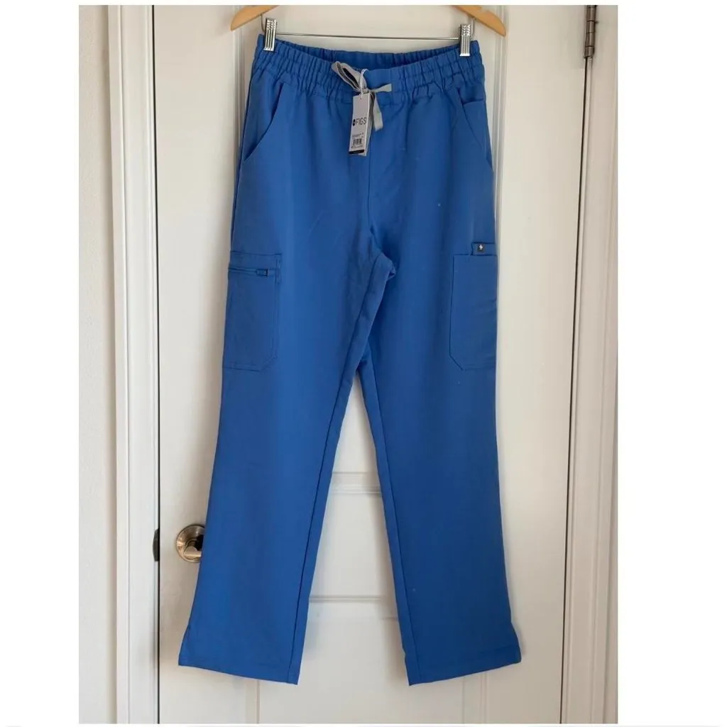 Figs High Waisted Dowa Scrub Pants in Ceil Blue, Size Medium - Image 9