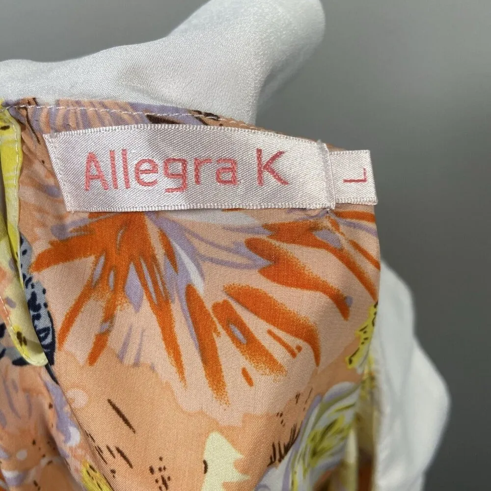 Allegra‎ K Floral Cap Sleeve Ruffle Peter Pan Collar Top Blouse Size L Cottage - Image 9