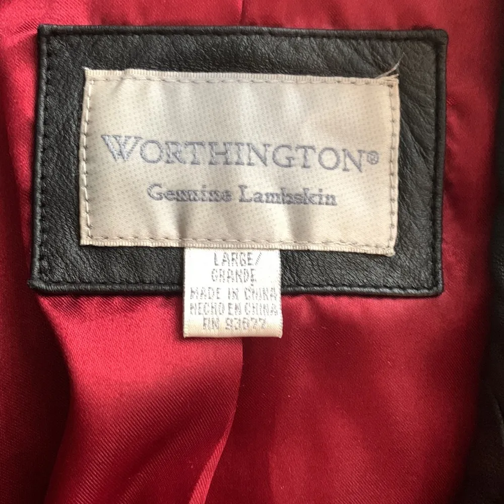 WORTHINGTON Leather Zip Jacket Sz: L - Image 5