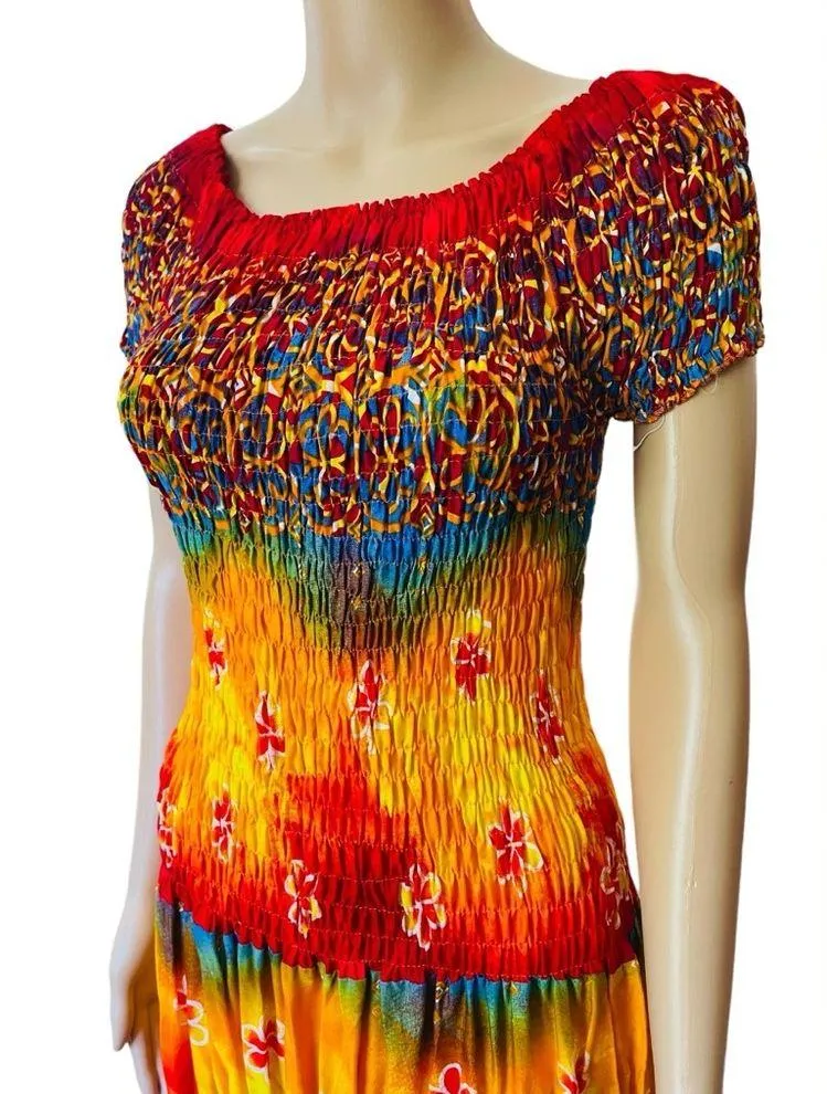 NEW Y2K Hippie Boho Eclectic Indie Tropical Floral Tie Dye Drop Waist Maxi Dress Size undefined - Image 2