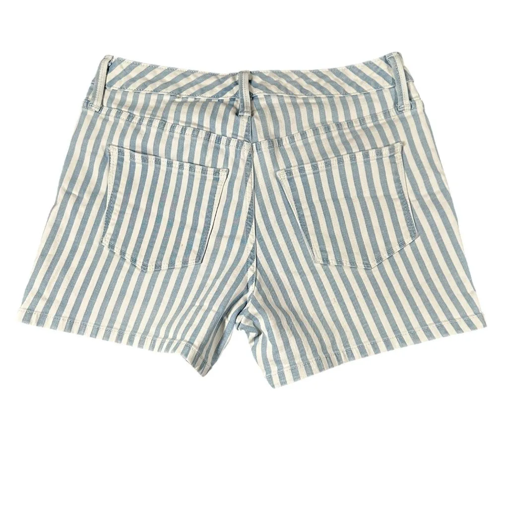Universal Thread 4/27R Blue White Striped High-Rise Denim Shorts‎ Cotton Blend - Image 8