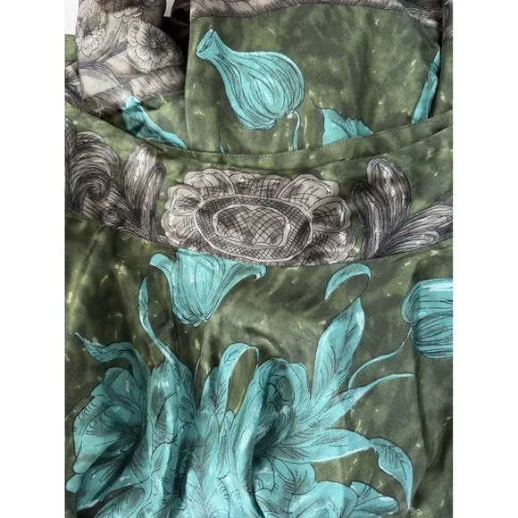 Piazza Sempione Women Silk Skirt‎ - Dark Green | Teal Floral, Boho, IT 40 / US 4 - Image 5