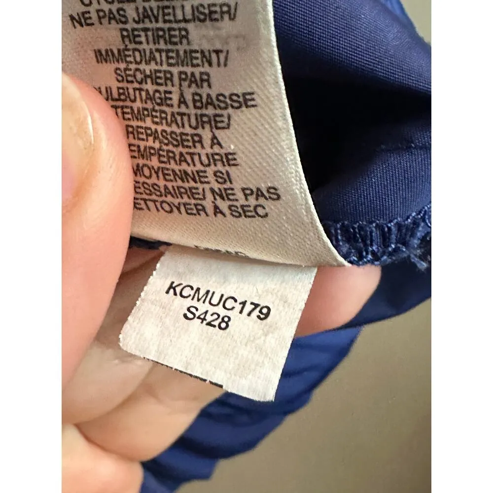 Y2K DKNY Blue Windbreaker Long Sleeve Zip Up Hooded Crop Rain Jacket Size Small - Image 6