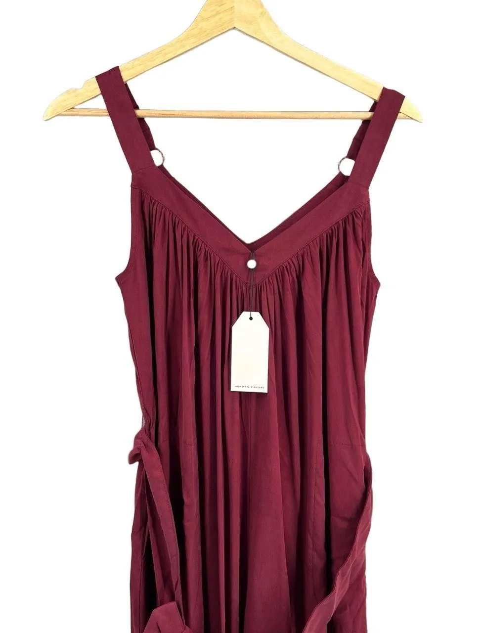Universal Standard Wide-Leg Sleeveless Jumpsuit Burgundy Cupro Blend 4XS / 00-0 - Image 2