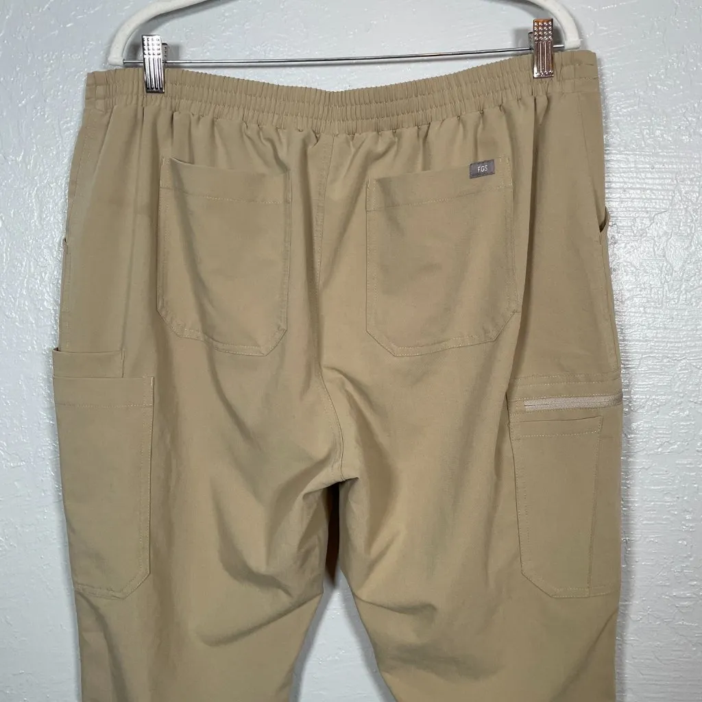 Figs Women XL Beige Yola Skinny Scrub Pants Pockets Drawstring Stretch Medical - Image 6