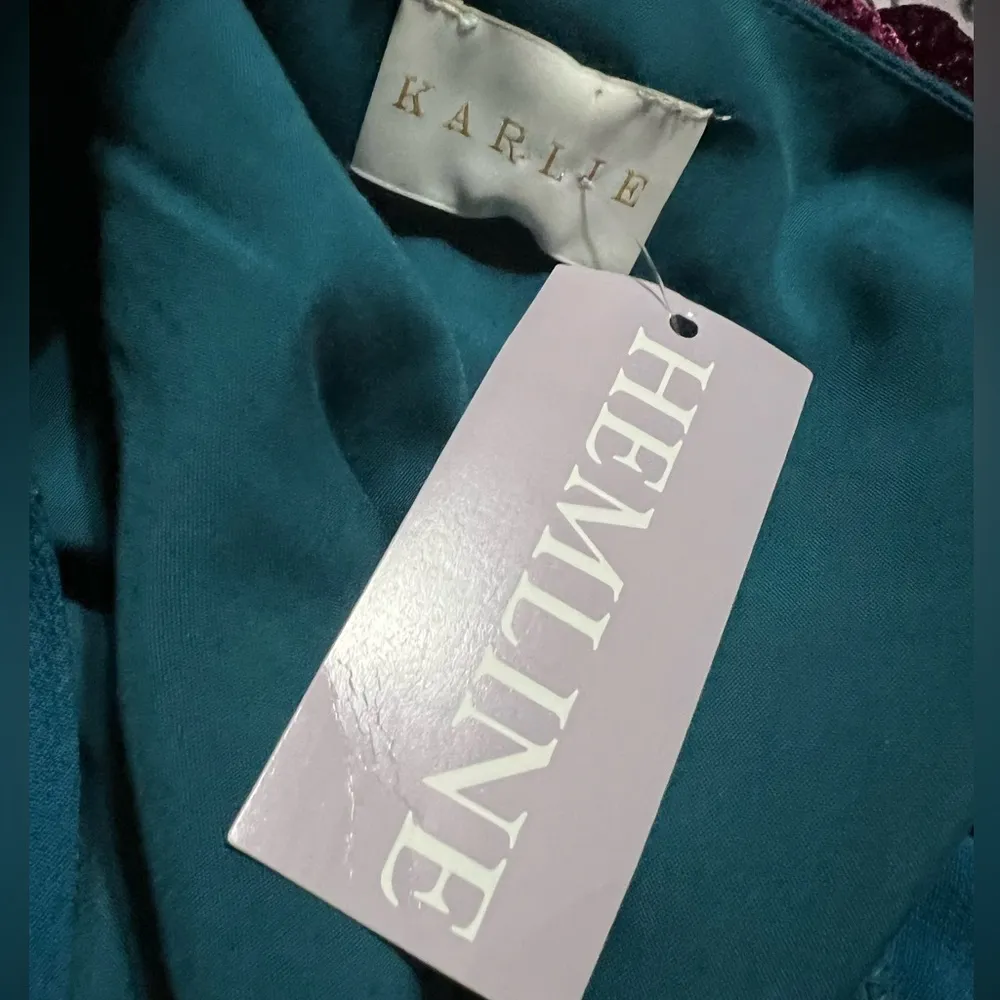 Karlie Hemline  Blue Solid Smock Ruffle Dress NWT SMALL - Image 6