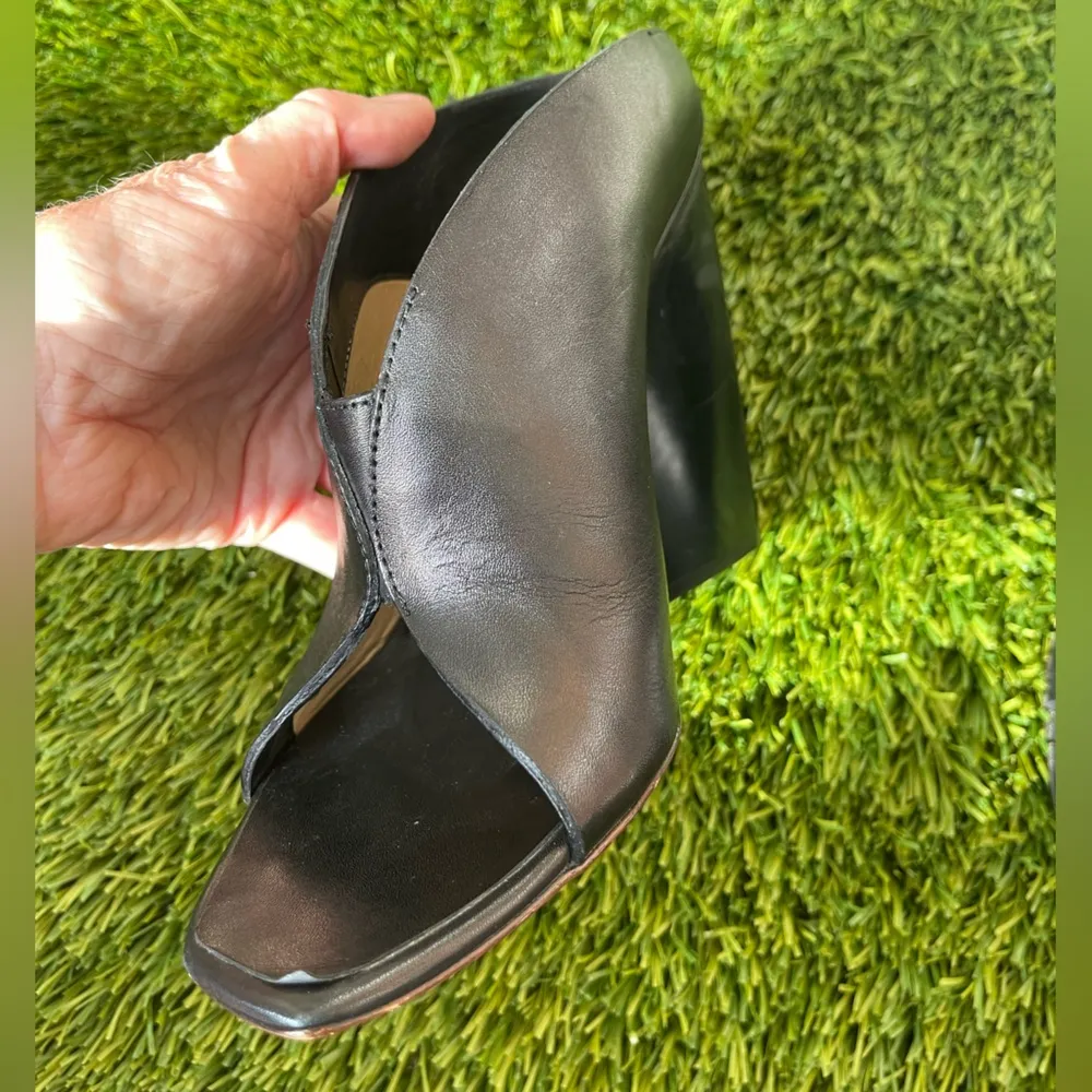 Costume National Italian black leather open toe wedge Size EU 38 retail $725 - Image 6