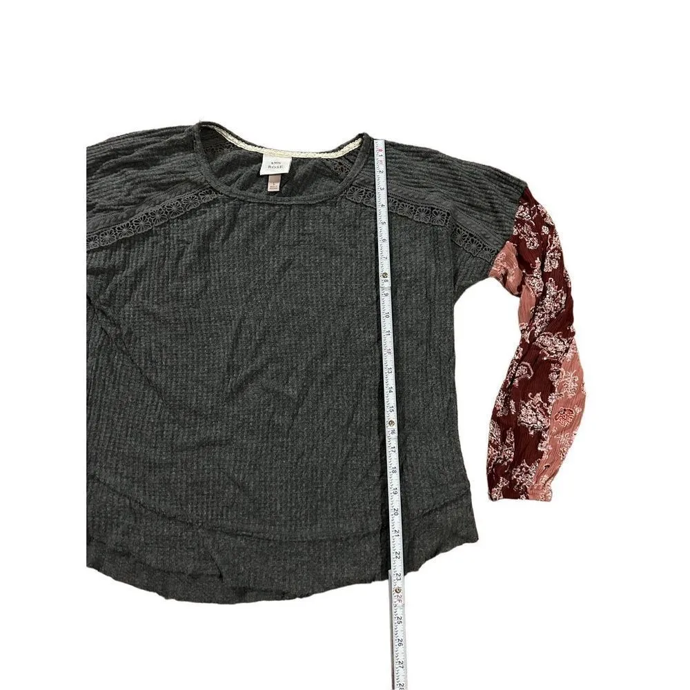 Knox Rose Women's Raglan Long Sleeve Blouse -Charcoal Gray, Size Large - Image 6