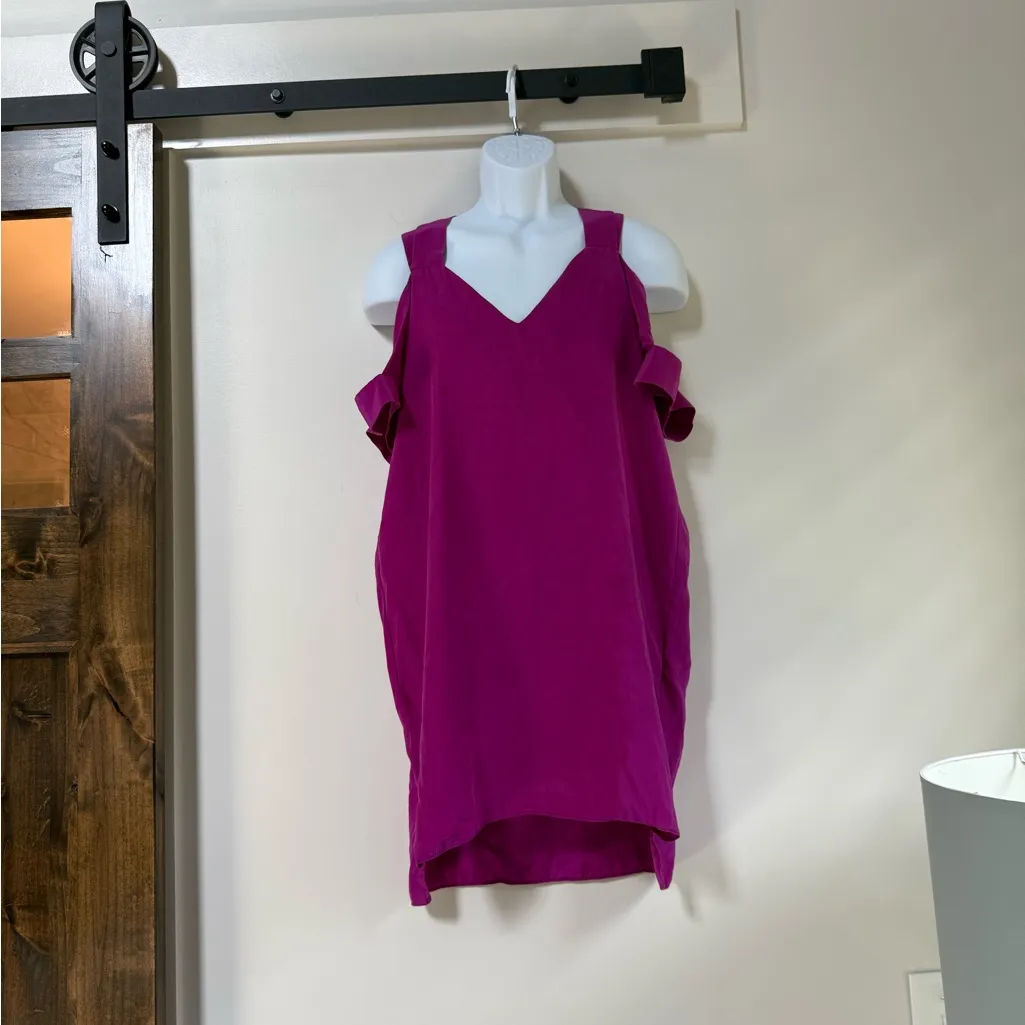 Amanda Uprichard Vibrant Pink Cold Shoulder Tunic size Medium Silk - Image 2