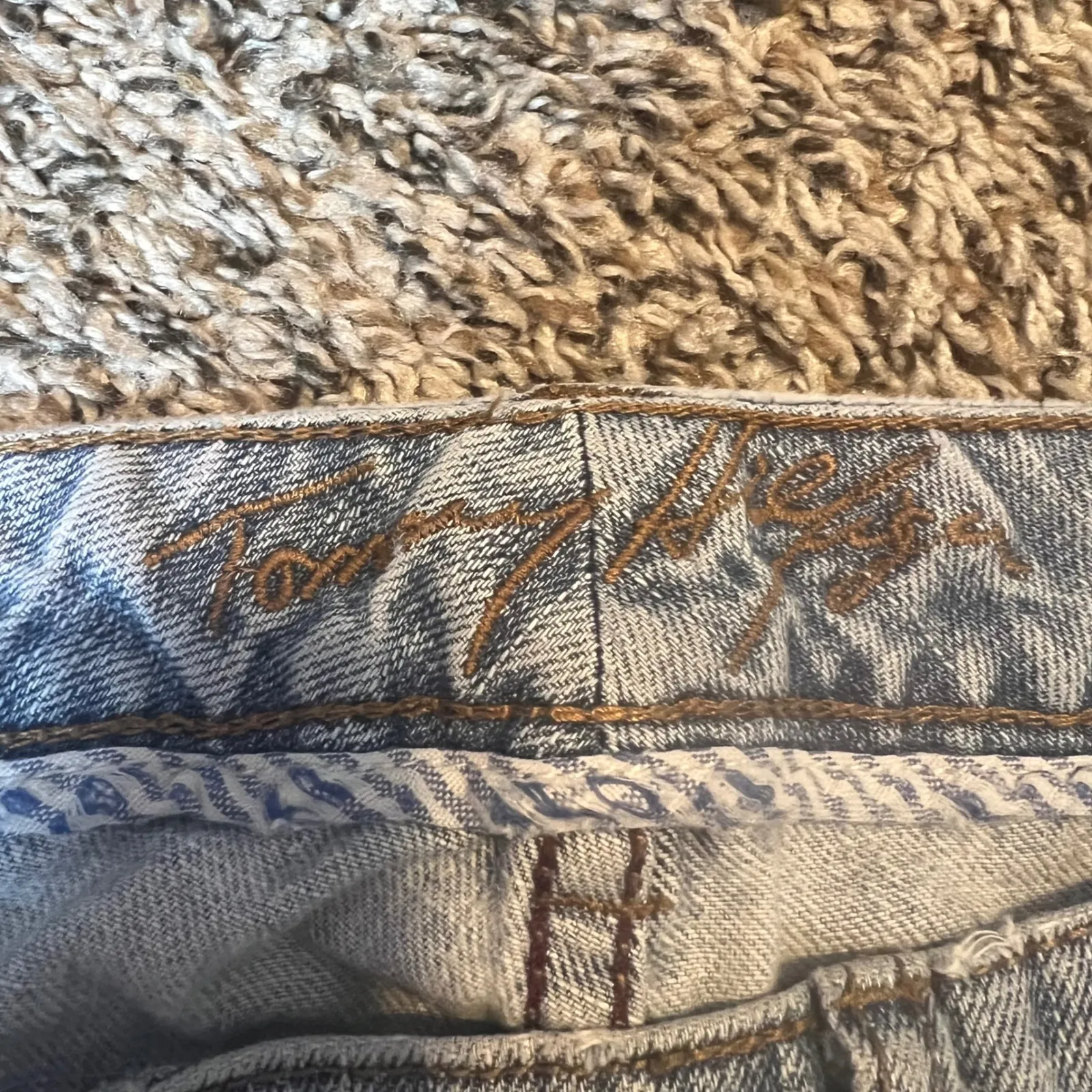 Vintage Tommy Hilfiger Women Light Wash Distressed Flare Jeans Size 14R - Image 3