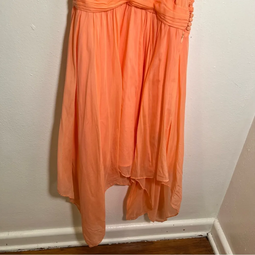 Guess Twisted Tank Handkerchief Hem Dress Coral Peach 6 - Image 4