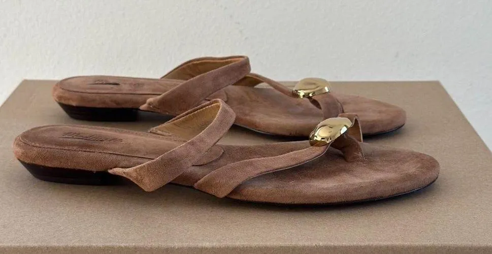 Madewell The Mila Organic Hardware Thong Slide Sandal in Aged Cognac, Size 8 - Image 3