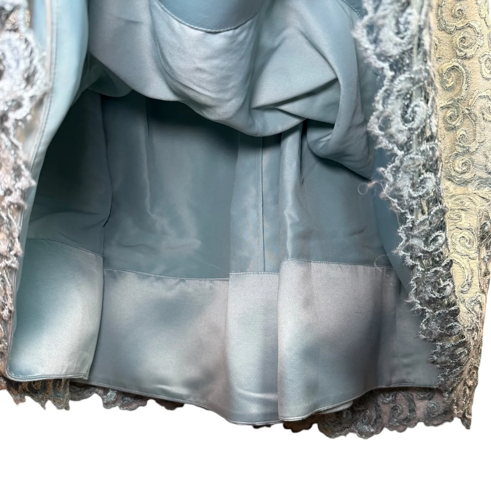 Alice Olivia Blue Gray Lace Axmis Bustier Strapless Gown Formal Lacecore Sz 6 - Image 7