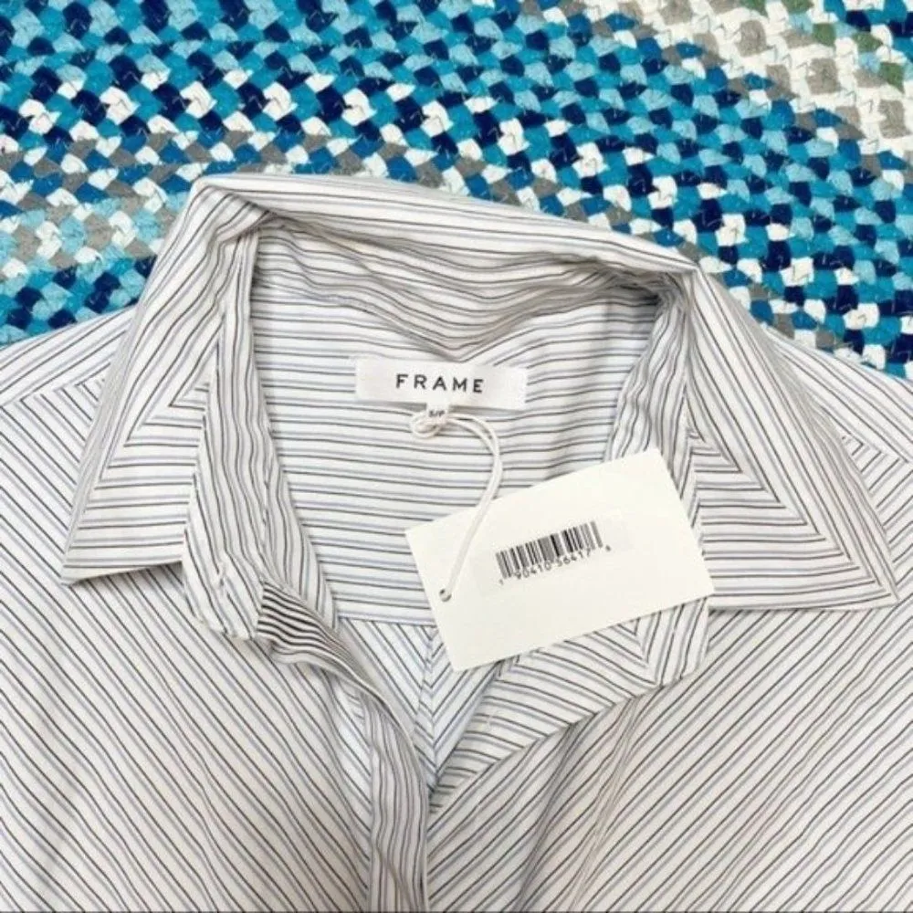 Frame Stripe Wrap Dress Long Sleeve T Shirt Dress Front Buttons sz Small NWT - Image 8