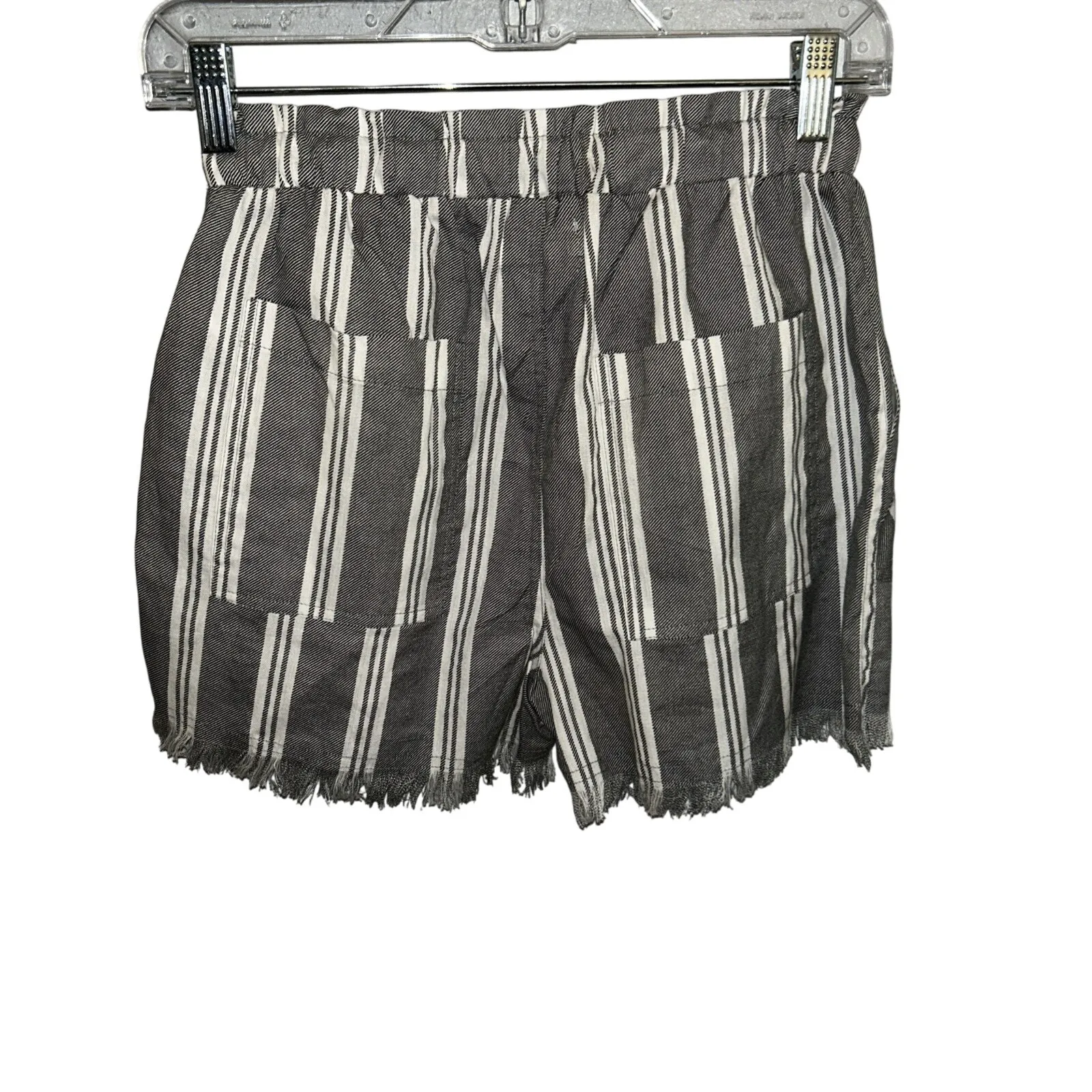 CLEARANCE Shorts NWT SZ S Frayed Hem Tie Elastic Waist Striped Beach Jolie & Joy Black - Image 5
