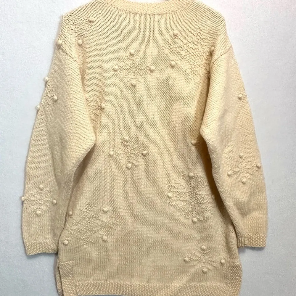 Liz Clairborne Hand Knitted Womens Sweater Cardigan 100% Worsted Wool Petite - Image 3