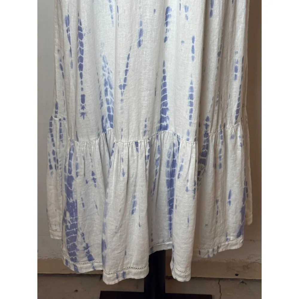 Rails Dress Women Medium Blue White Cloud Tie Dye Linen Blend Delilah‎ Midi - Image 8