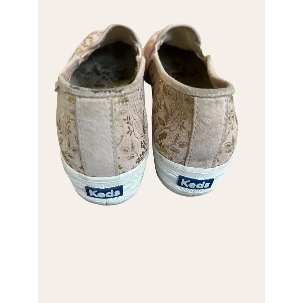 KEDS Rifle Paper Co Pink Gold Floral Jacquard Slip On Platform Sneakers Size 9.5 - Image 3