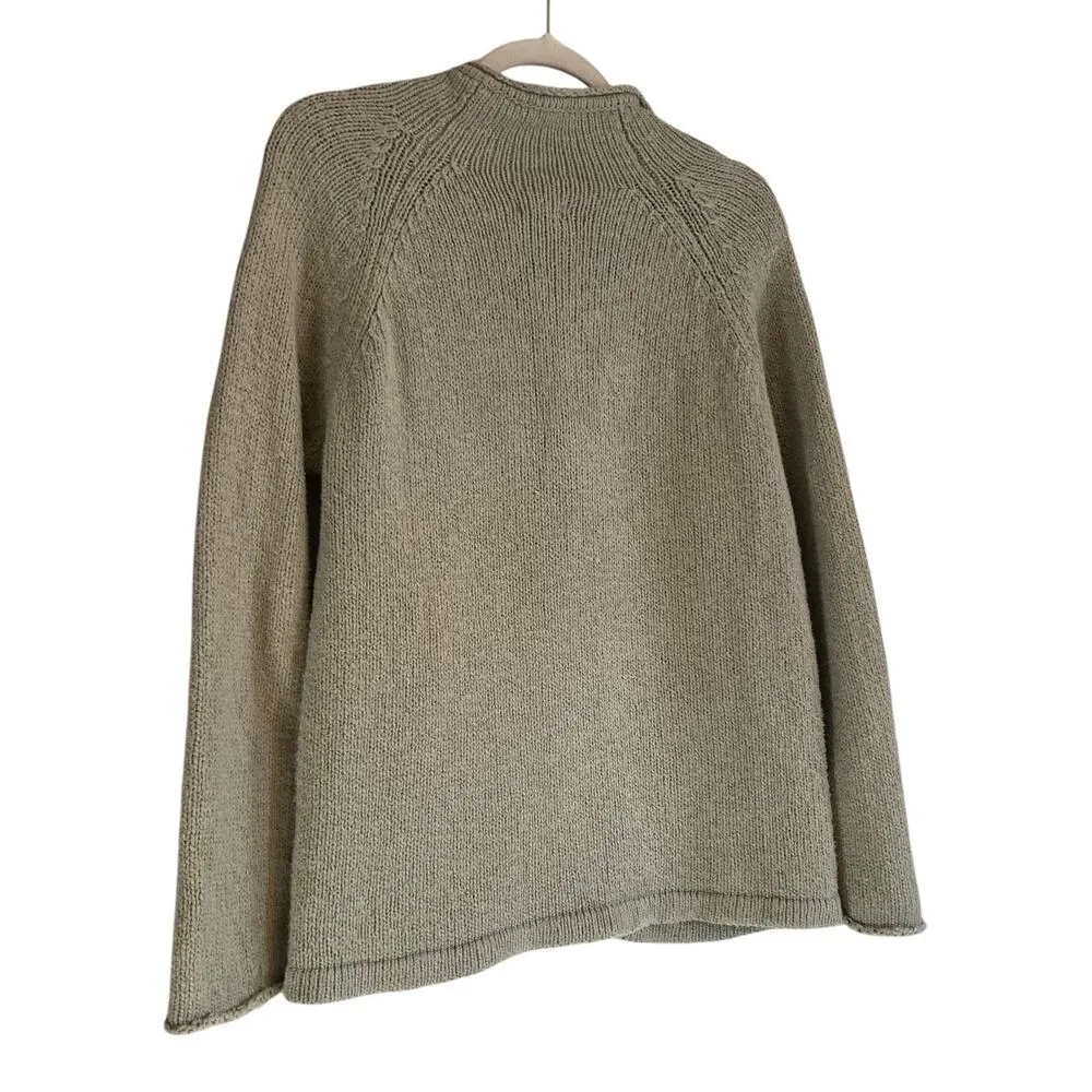 LL Bean Sage Green Cotton Knit Full Zip Cottagecore Cardigan Sweater Size Medium - Image 13