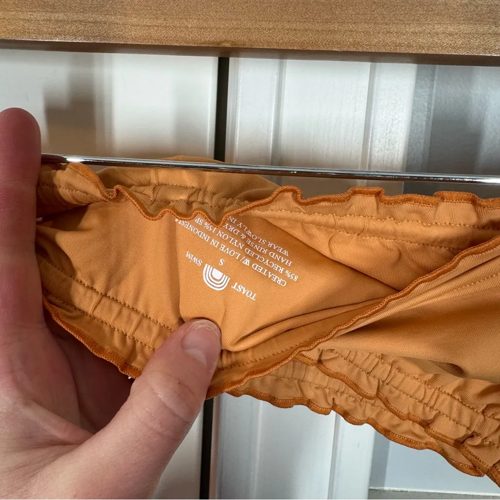 Free People x Toast Swim Signature Ruffle Bandeau Top NWT, Sandstone, Small - Image 3