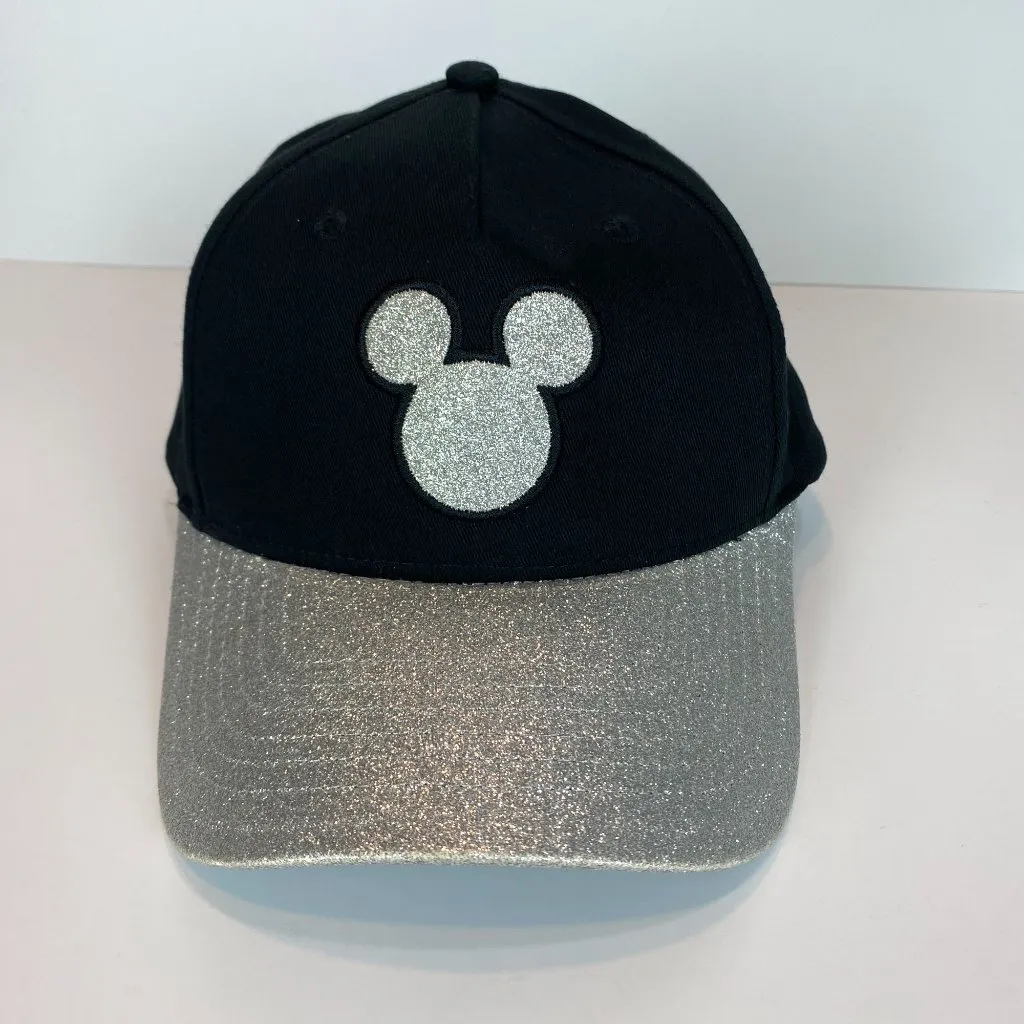 Disney World Baseball Hat Cap Mickey Minnie Mouse‎ Glitter Black Silver Florida - Image 12