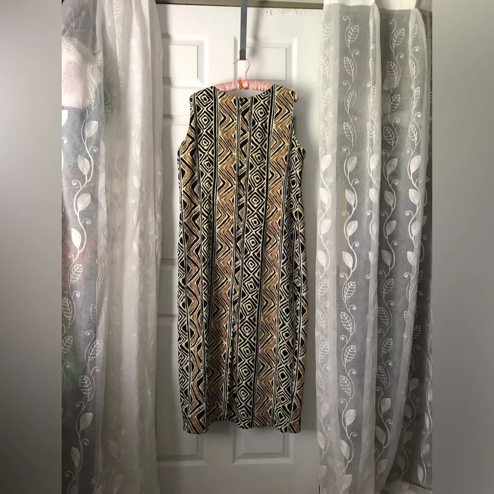 Leslie Fay vintage Ethnic Tribal Sheath sleeveless Geometric maxi dress size 18 - Image 7