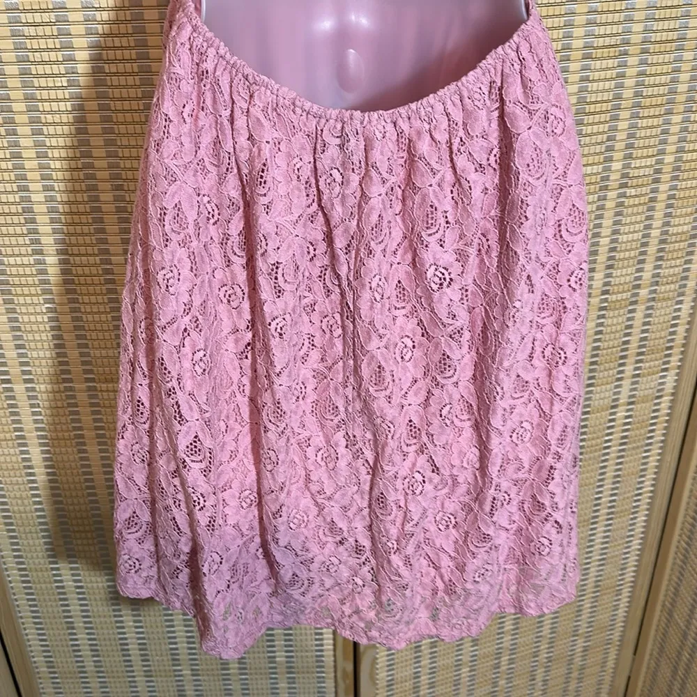 Wet Seal Pink Strapless Bustier Baby Doll Tank Top Mini Dress Lace Layers L NWT - Image 12