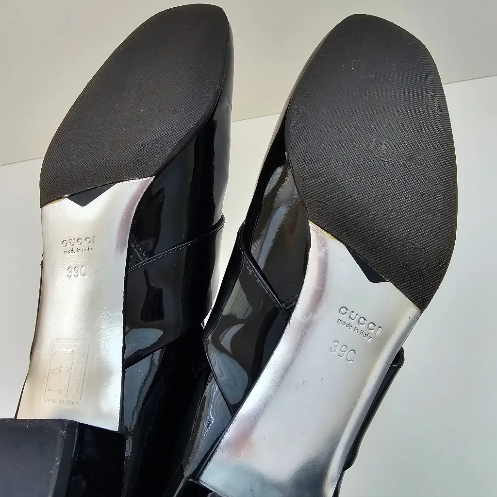 Gucci Black Patent Leather Buckle Combat Boots Size 39 With Anti Slip Sole - Image 4