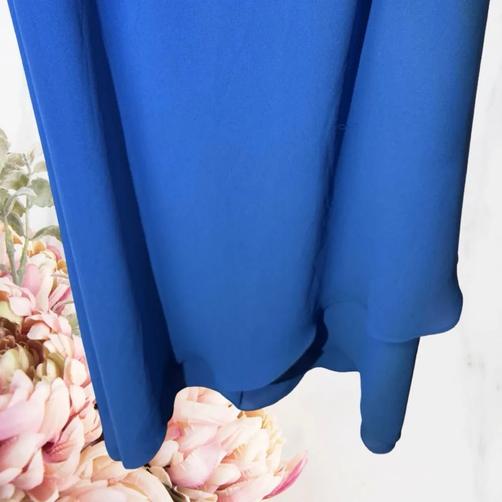 J. Taylor Vintage 80’s Set 2 Piece Blue Asymmetrical Dress Sheer Blazer Sz 14 - Image 4