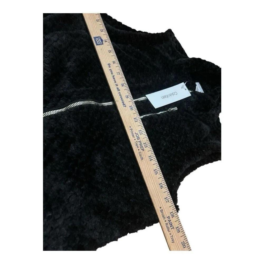 Women's Calvin Klein Quilted Faux‎ Fur Vest, Black, Size S - Image 4