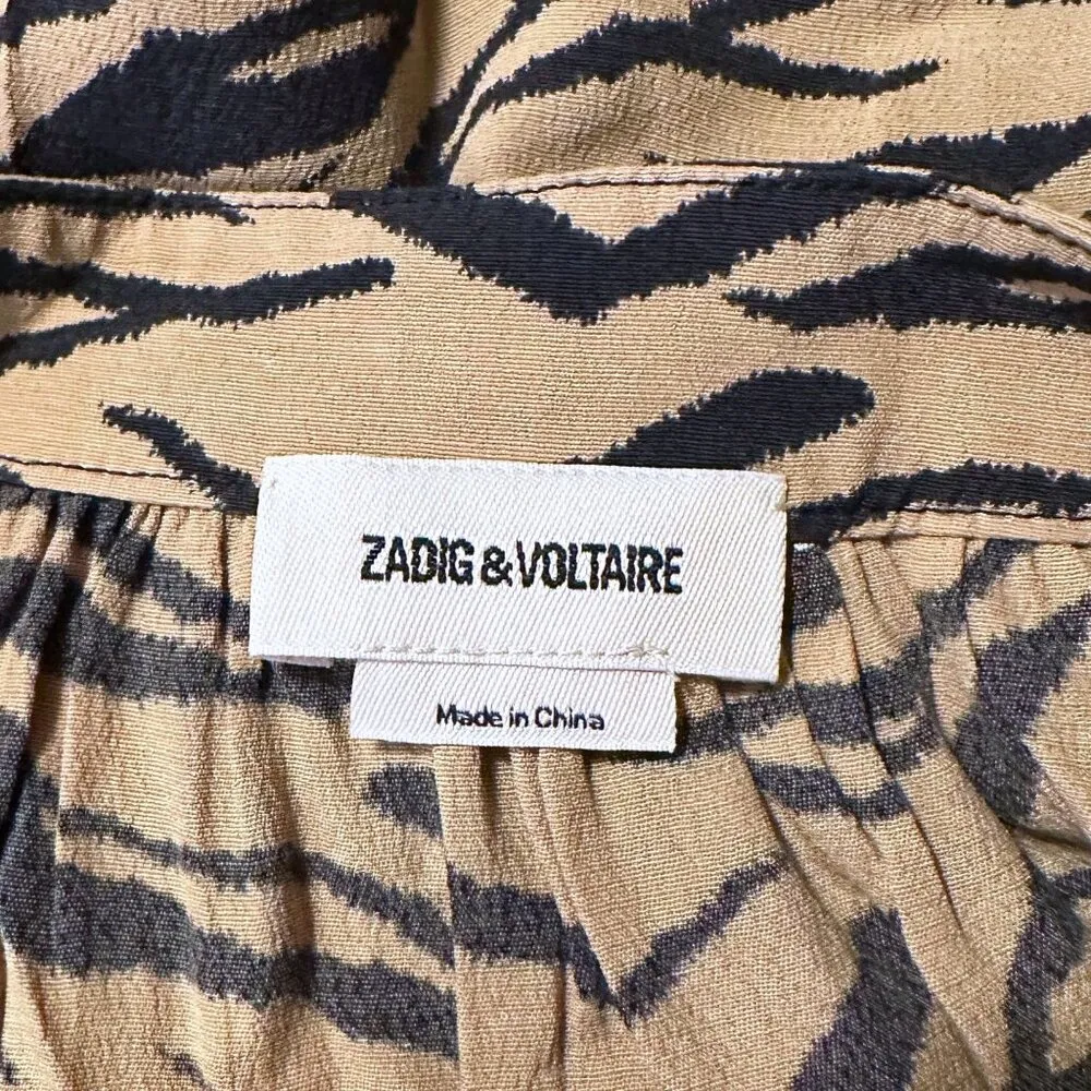 Zadig & Voltaire Rinka Tiger Print Long Sleeve Mini Dress, Size XS - Image 7