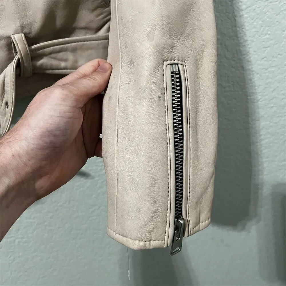 AllSaints Women's Balfern Biker Jacket Size 0 Pink Asymmetrical Zip Casual - Image 2