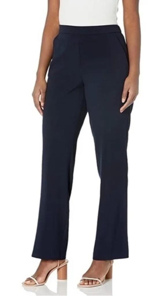 NWT Briggs Comfort Waistband Hidden Elastic Navy Pants Pull On w/ Pockets Sz 16 - Image 1