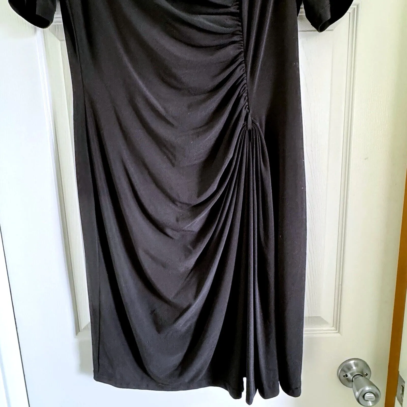 Ryan Michelle Womens Size L Black Draped Fitted Classic Elegant Dinner Dress‎ Size L - Image 4