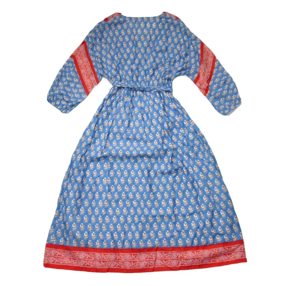 NWT J.Crew V-neck Cover-up Midi in Red Blue Classic Block Print Dress S - Image 5