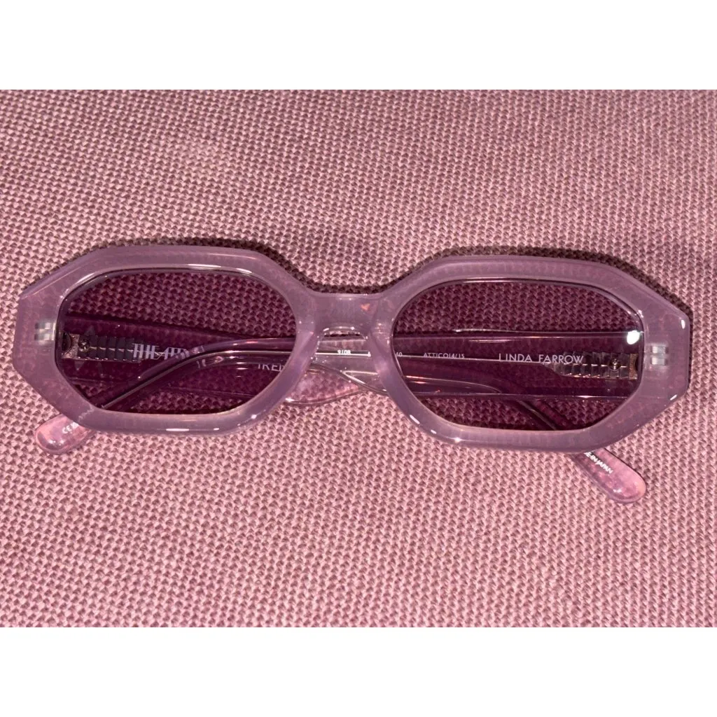 THE ATTICO X Linda Farrow Irene Sunglasses in Pink Silver With Case Womens - Image 11