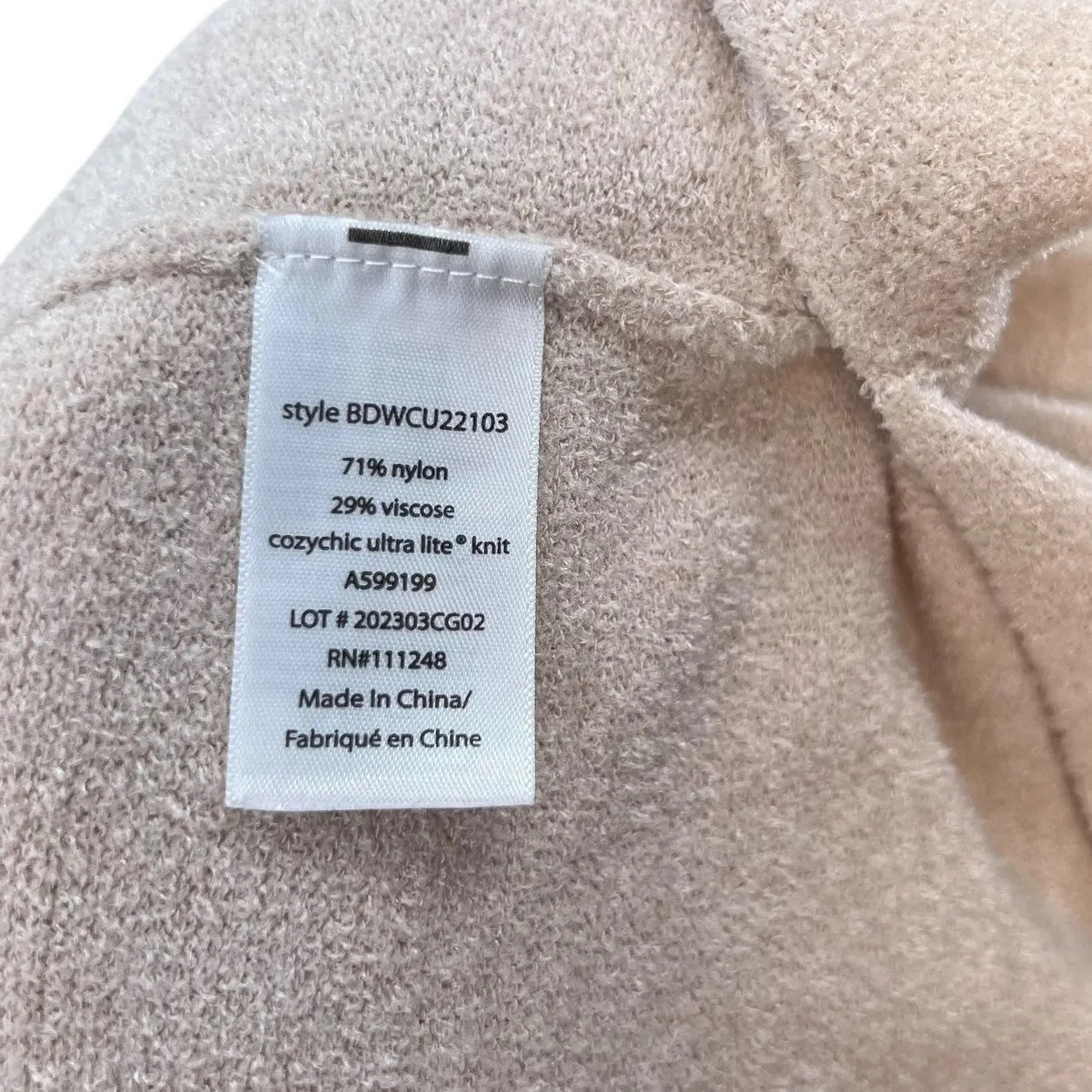 Barefoot‎ Dreams CozyChic Ultra Lite Short Sleeve Zip-Up Hoodie Cream Size L XL - Image 15