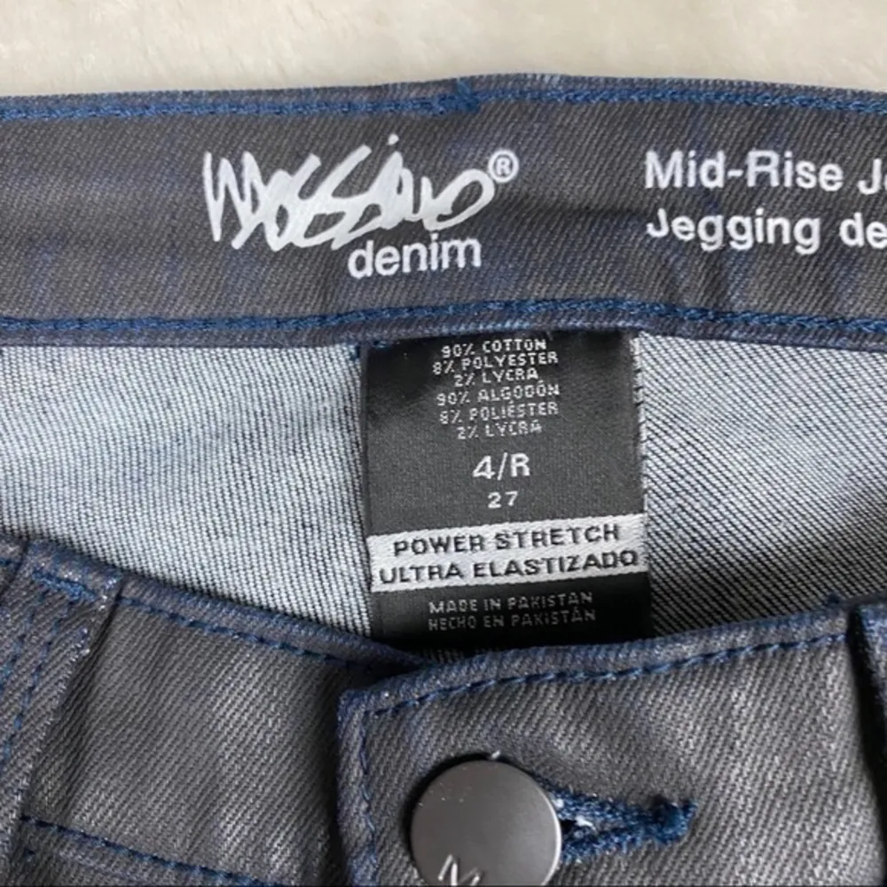 Mossimo‎ Coated Denim Mid Rise Skinny Leg Jegging Blue Size 4 - Image 3