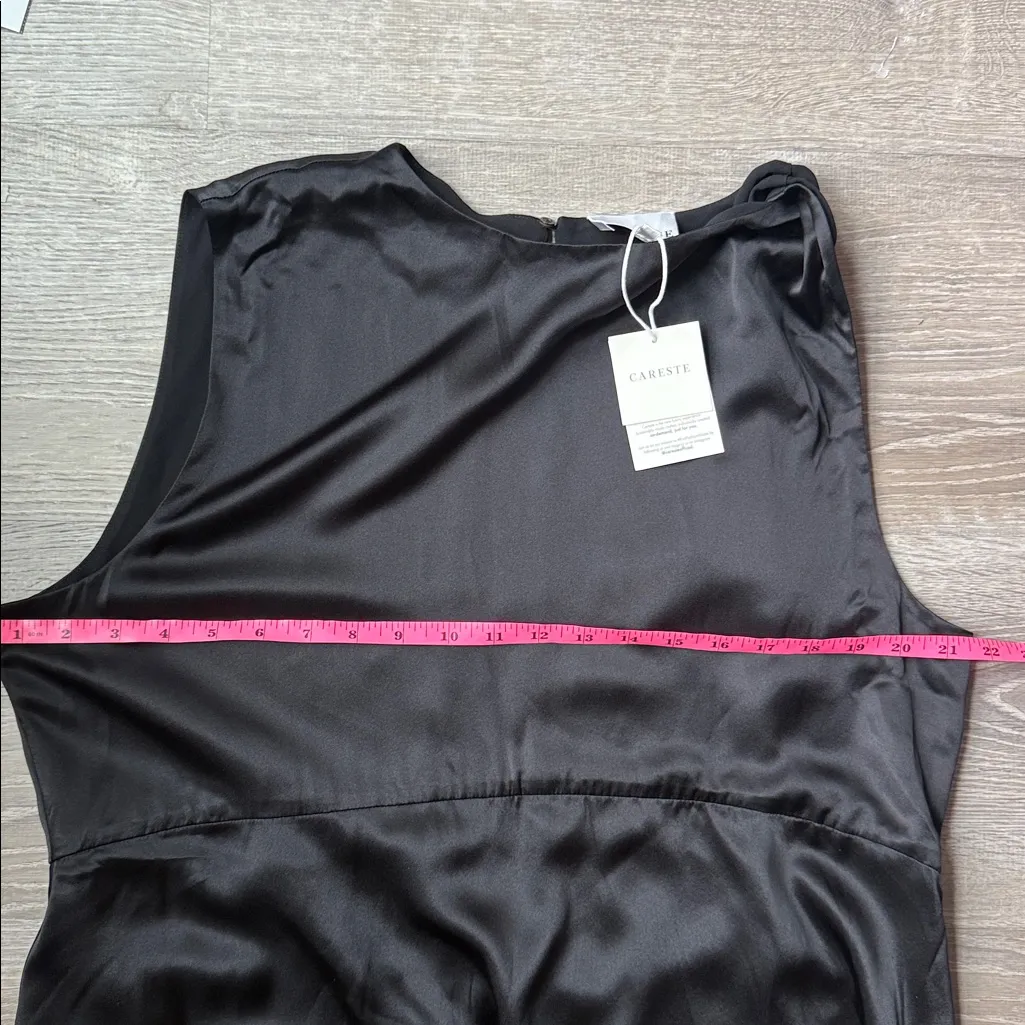 NEW CARESTE Sadie Twisted Sleeveless Silk Midi Dress 12 Black - Image 12