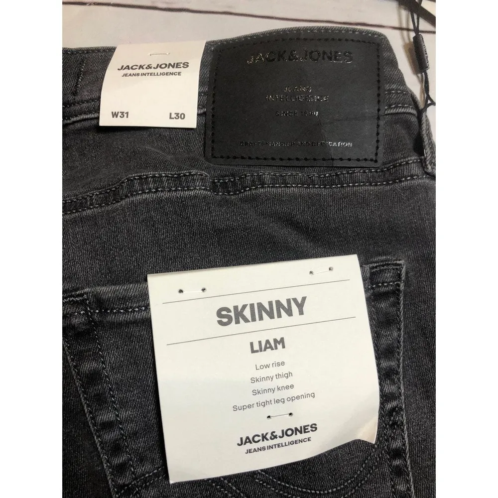 Jack & Jones Gray Denim Jeans 31 inch waist Super Stretch Skinny Liam - Image 6