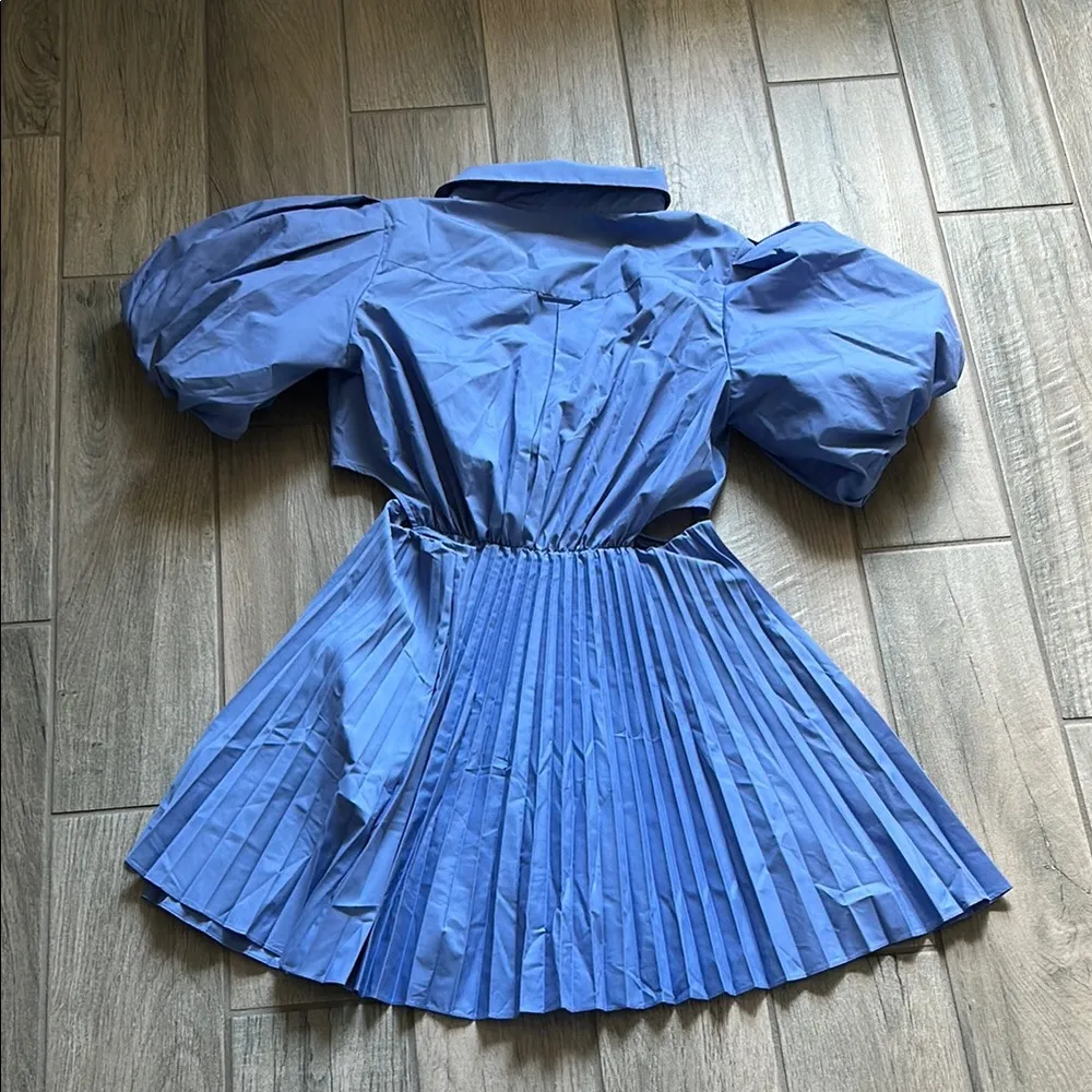 Jonathan Simkhai Blue Puff Sleeve Dress Size L - Image 4