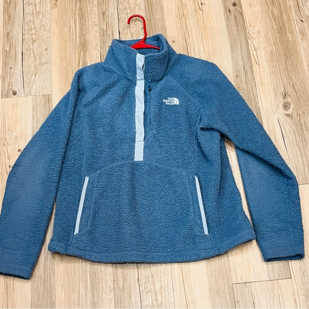 The North Face Jacket 1/4 Snap Fleece Pullover Sweater Jacket blue Large - Image 3