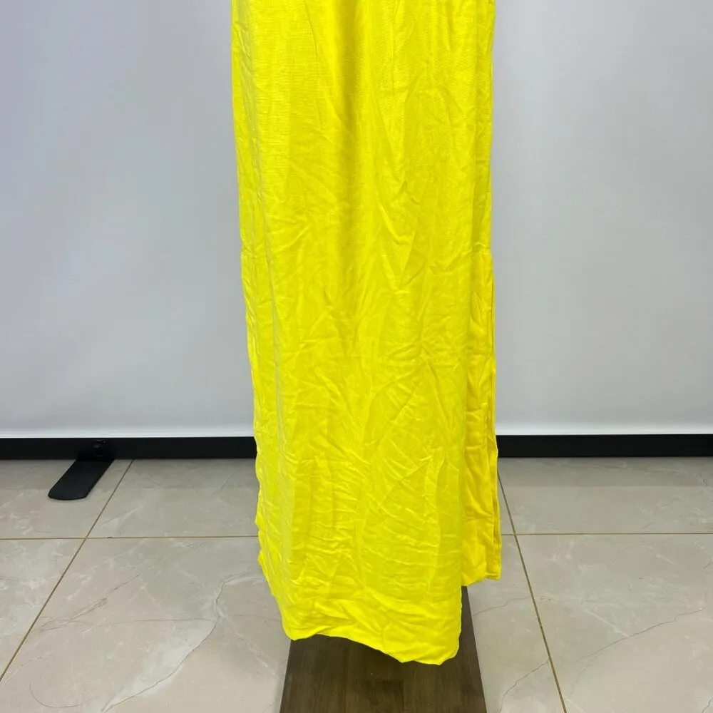 NWOT Farm Rio Linen Blend Yellow Sleeveless Midi Dress Size M - Image 7