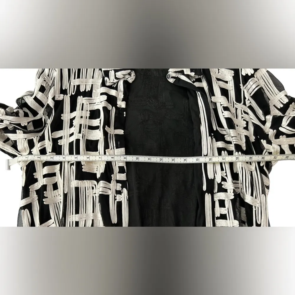Chico’s Black and‎ White Sheer Over Black Lining Long Top Size 3 - Image 8