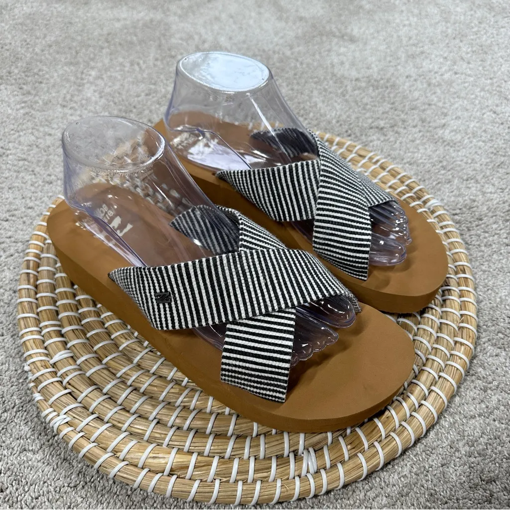 Billabong Women’s Boardwalk Mid-Wedge Sandal Slip On Beach in Black White 10 - Image 3