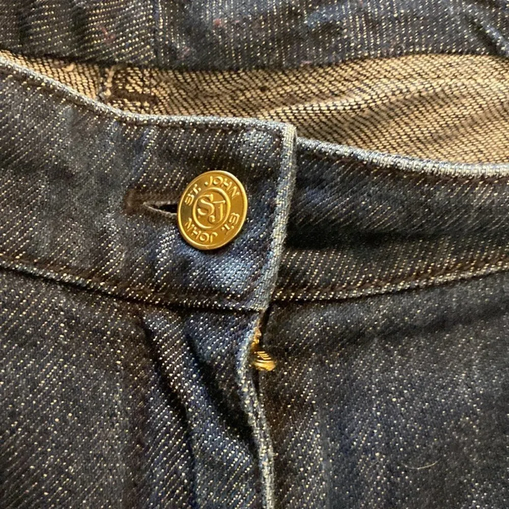 St. John Collection Dark Blue Denim Stretch Jeans Straight Leg EUC Sz 33 - Image 95