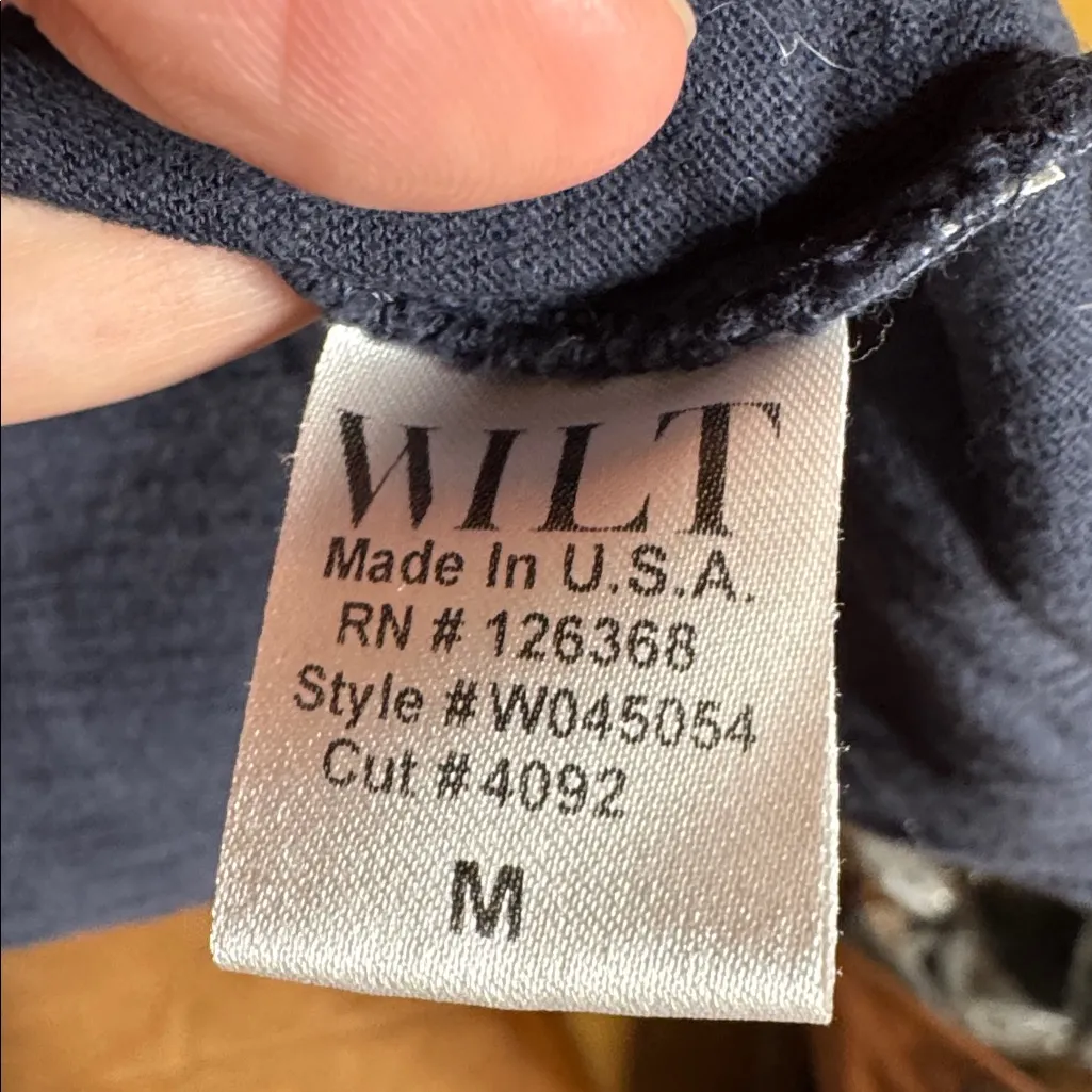 WILT Midnight Blue Cotton Slub Tulip Open Back Short Sleeve Tee Size Medium - Image 5