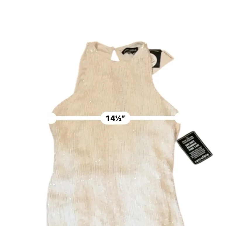 Retrofete NWT Cecilia Sequin Dress Women’s Size Large White Moonglow Sleeveless - Image 11