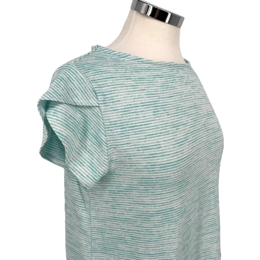Market & Spruce Striped Tulip Sleeve Top Faux Button Back Blue Size MP NWT - Image 3