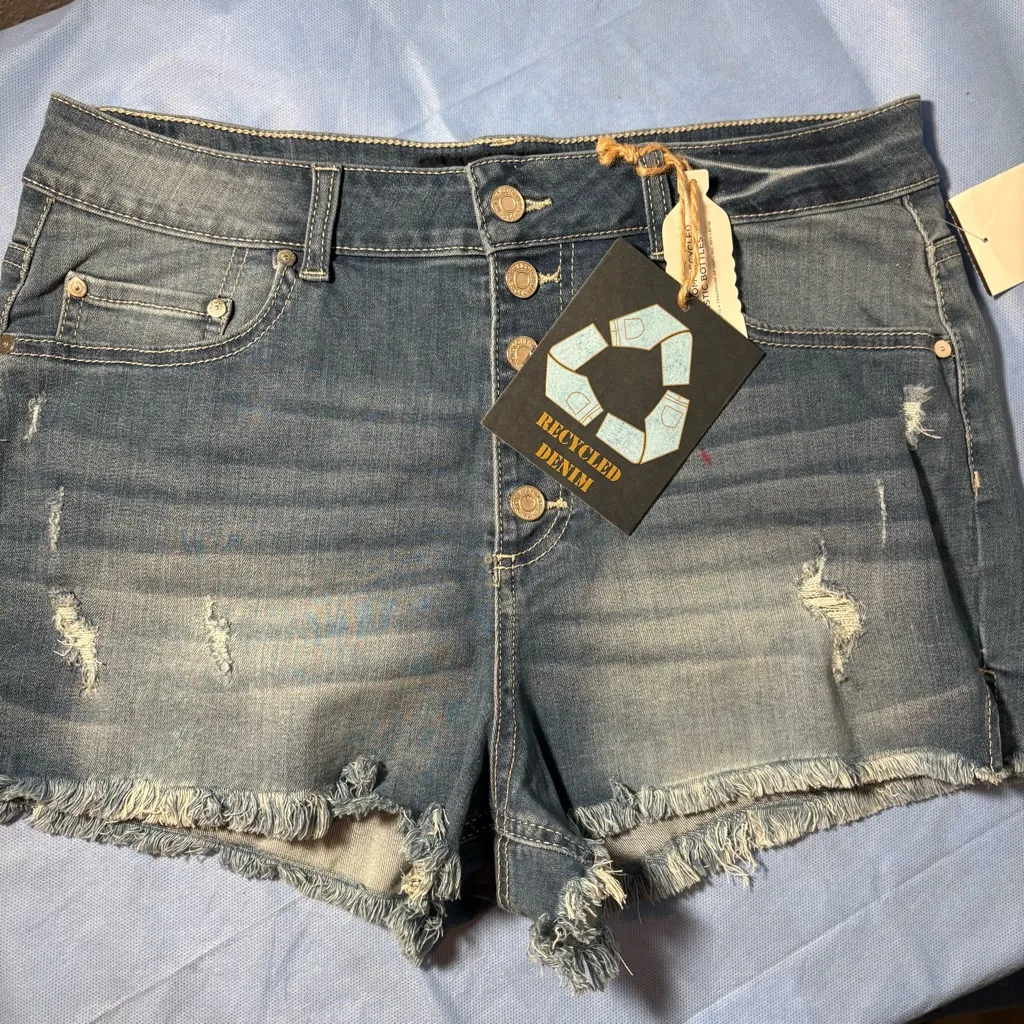 Indigo Rein Distressed Blue Jean Shorts - Image 7